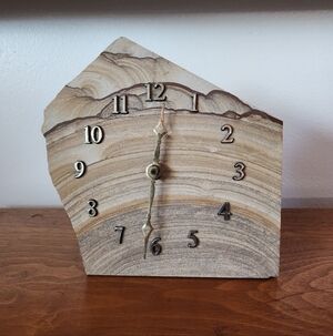 Desert Sandscape Clock Natural Stone Brass Arms